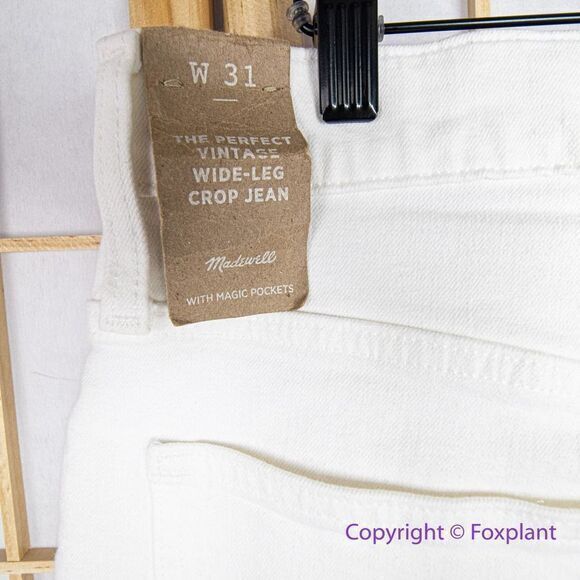NEW Madewell The‎ Perfect Vintage Wide-Leg Crop Jean Tile White, 31 - Picture 9 of 16